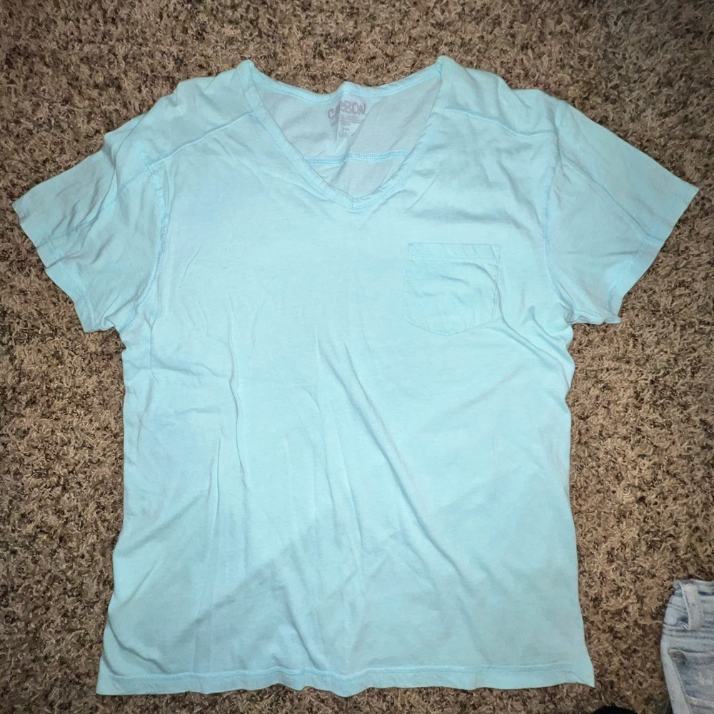 Carbon Aqua V-Neck Tee